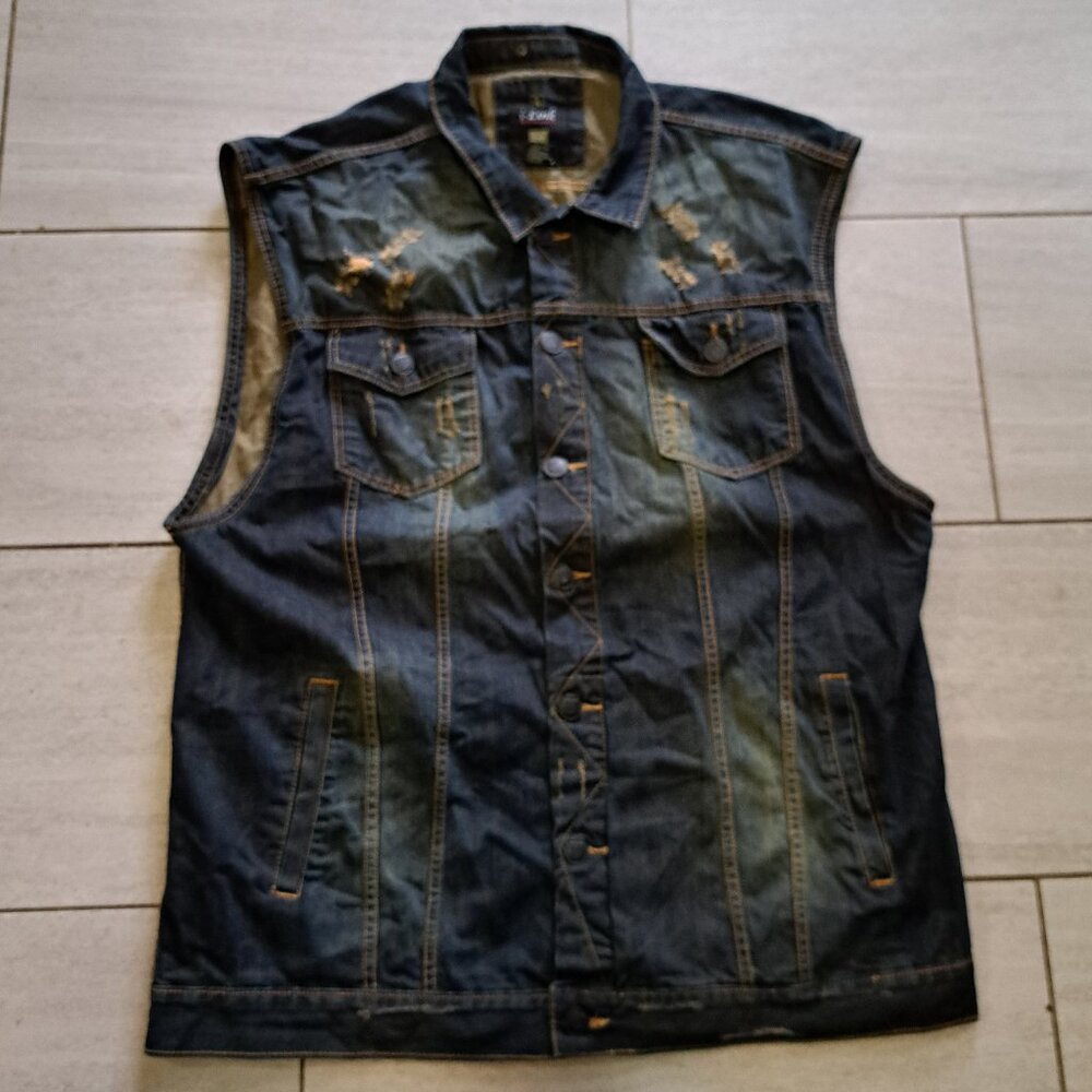 %i - Link Denim Jacket Vest Men Size 4xl "Bikercore" or "Distressed"